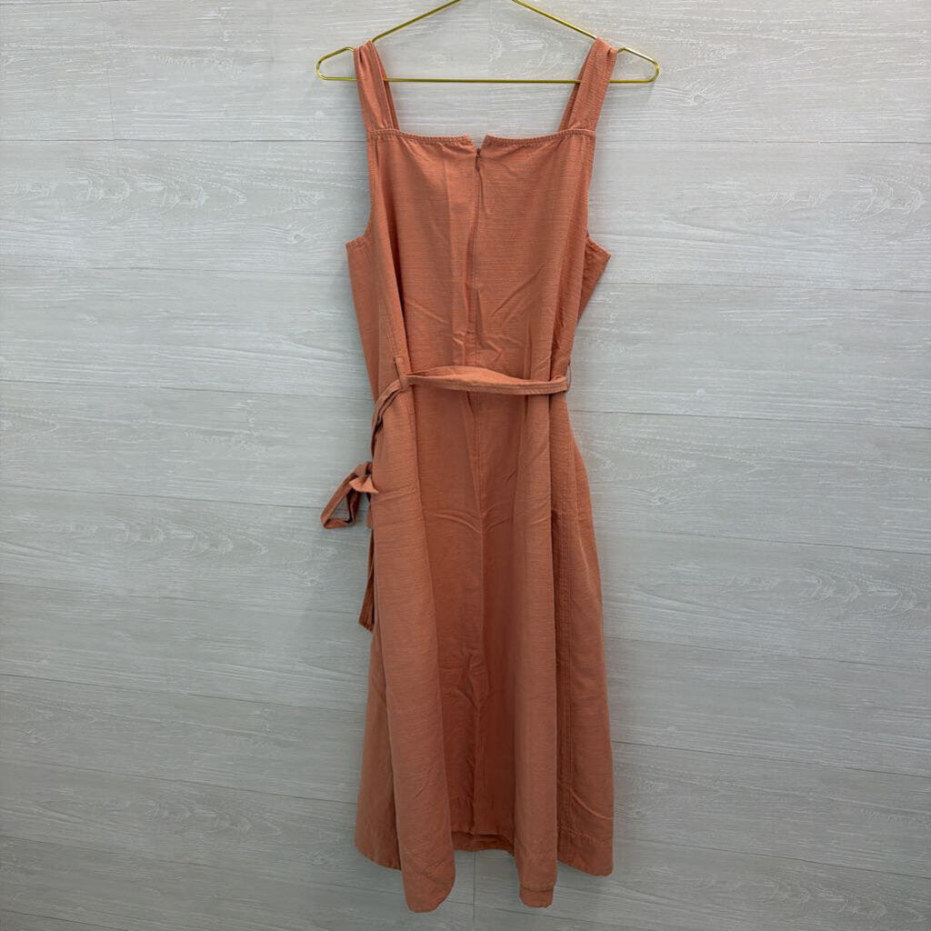 Madewell Apron Tie-Waist Salmon Midi Dress 14
