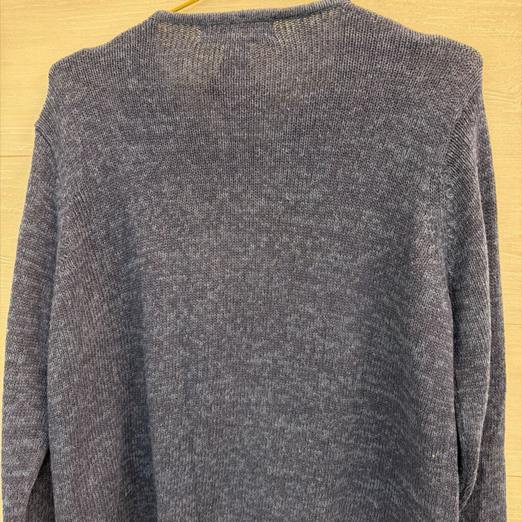 Christmas Reindeer Navy Zip Sweater Large
