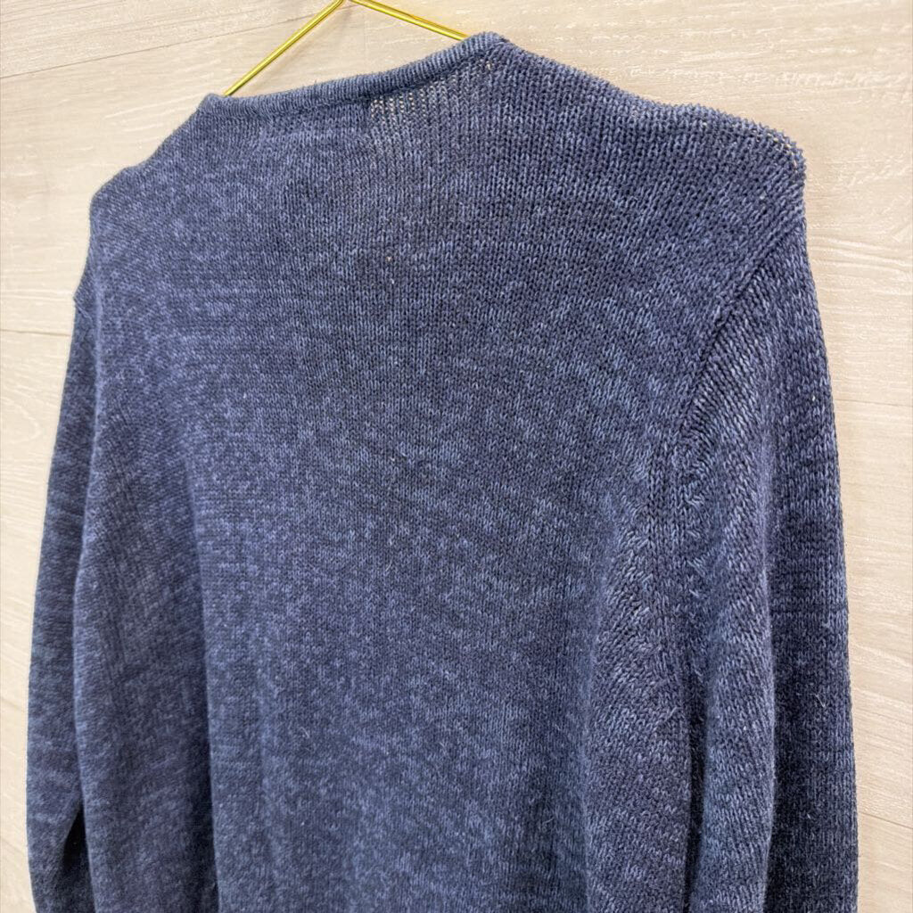 Christmas Reindeer Navy Zip Sweater Large