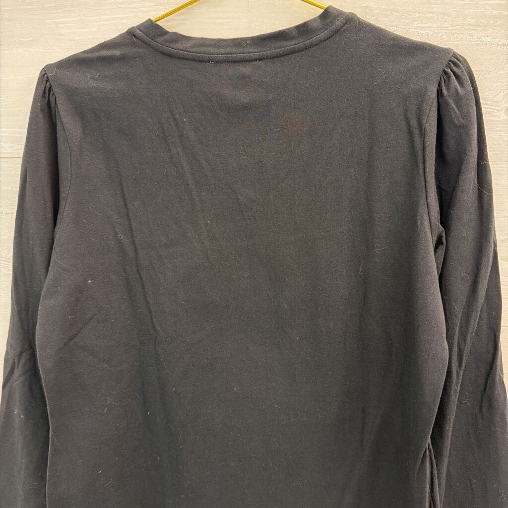 Christmas Santa Black Top Petite Medium