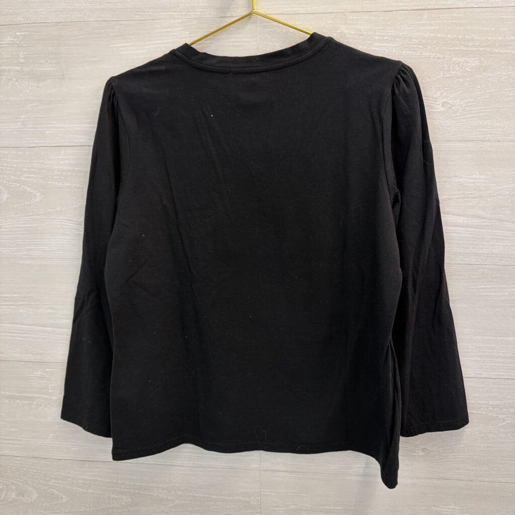 Christmas Santa Black Top Petite Medium