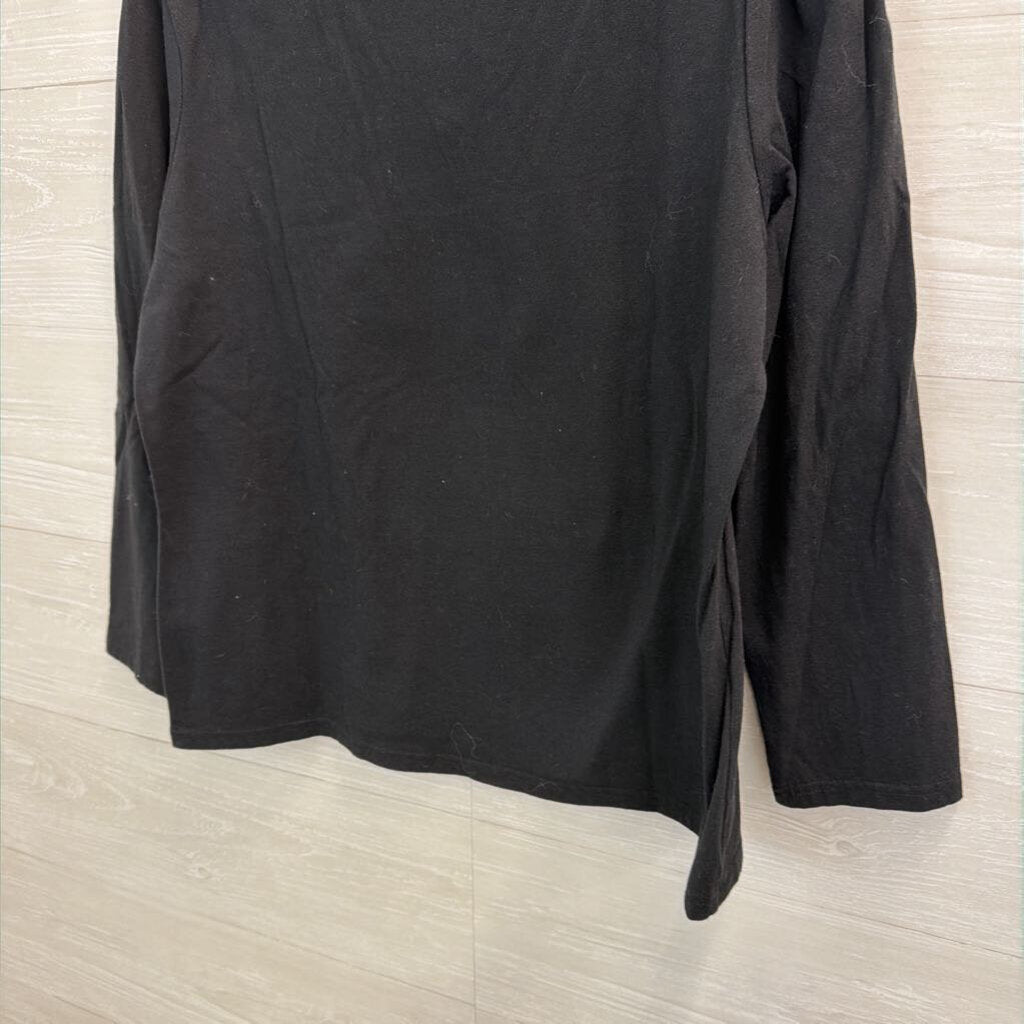 Christmas Santa Black Top Petite Medium