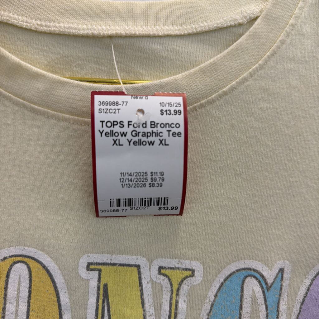 Bronco Yellow Graphic Tee XL