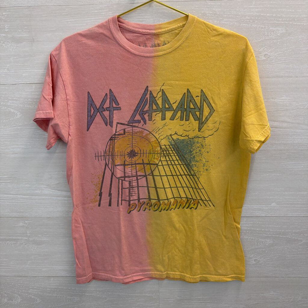 Def Leppard Pink/Yellow Graphic Tee S/M