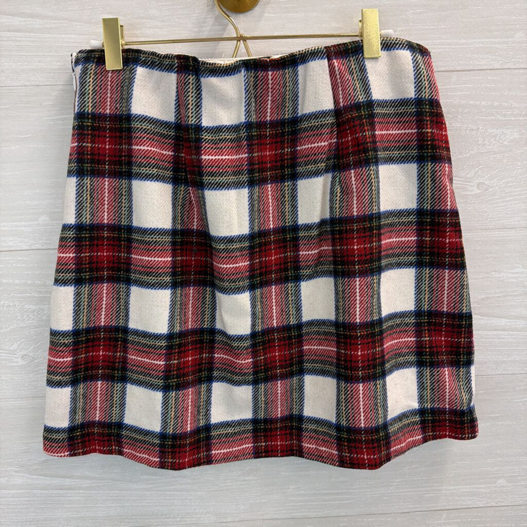 Abercrombie and Fitch White/ Red Plaid Mini Skirt Medium