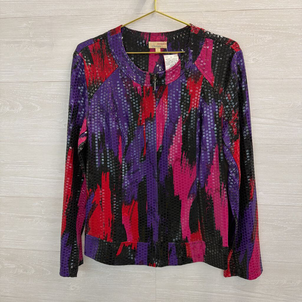 Vintage Choices Purpple/ Black/ Pink Sequin Print Zip Up Jacket Large