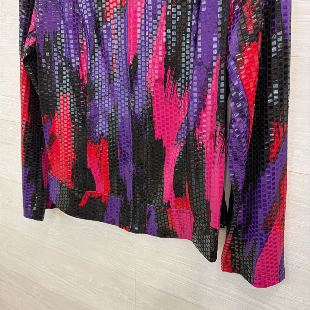 Vintage Choices Purpple/ Black/ Pink Sequin Print Zip Up Jacket Large
