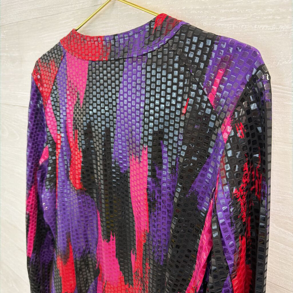 Vintage Choices Purpple/ Black/ Pink Sequin Print Zip Up Jacket Large