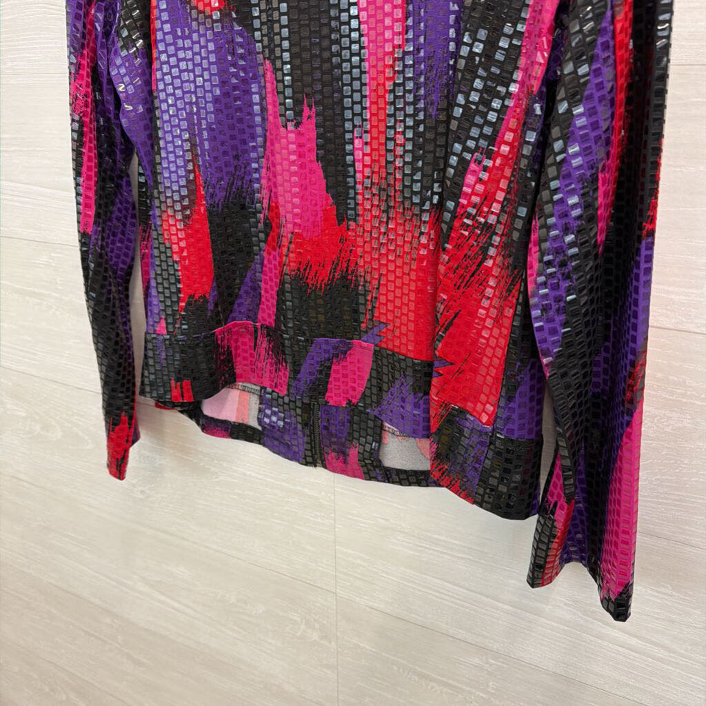 Vintage Choices Purpple/ Black/ Pink Sequin Print Zip Up Jacket Large