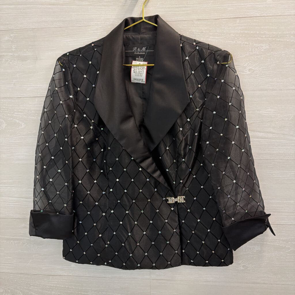 Vintage R&M Richards Black/ Silver Dot Print Blazer Jacket 8