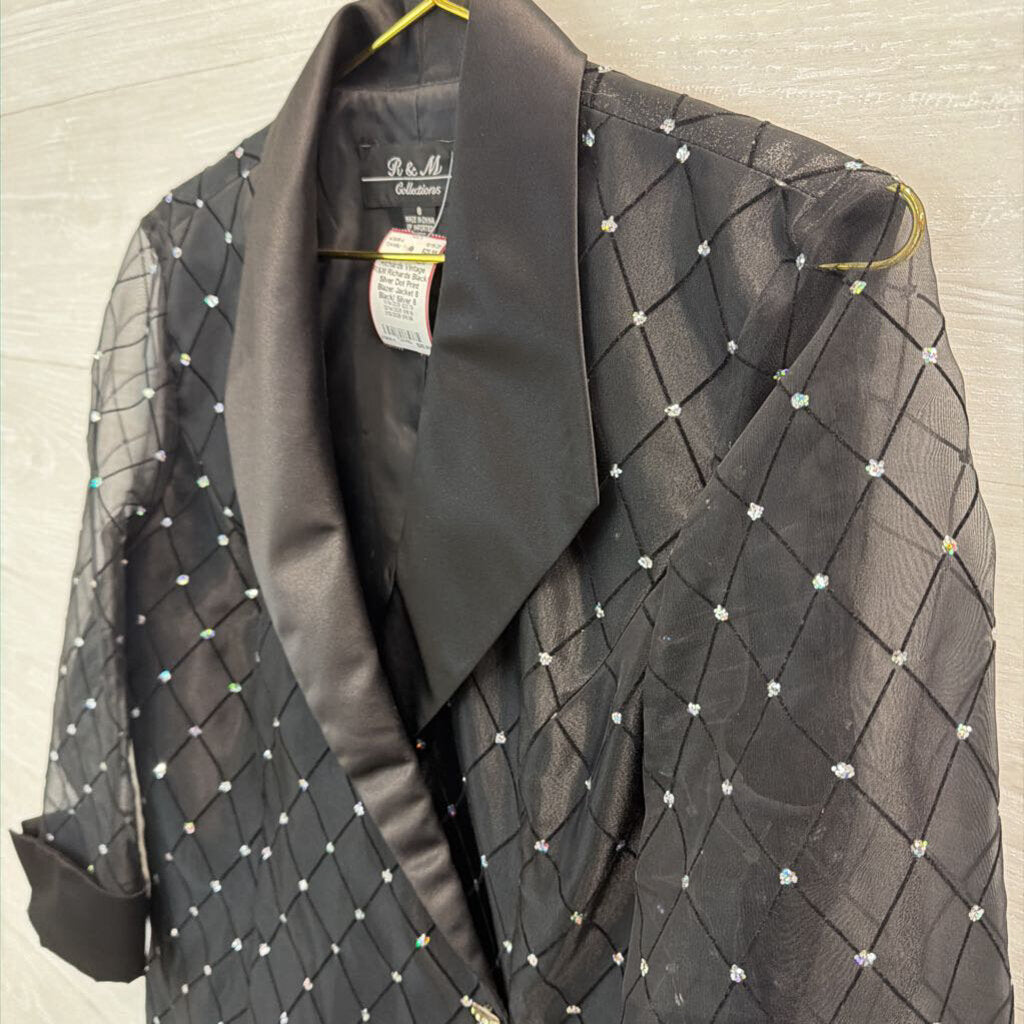 Vintage R&M Richards Black/ Silver Dot Print Blazer Jacket 8