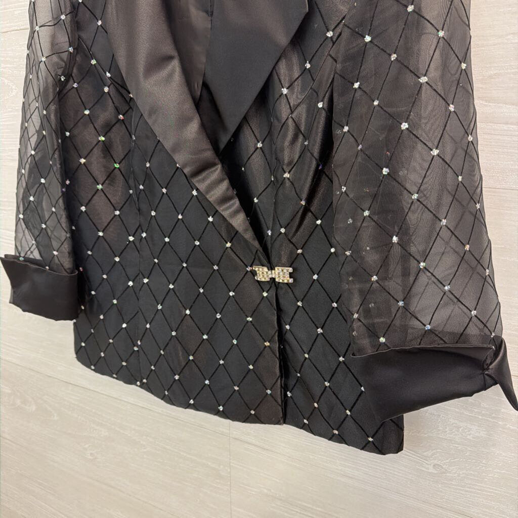 Vintage R&M Richards Black/ Silver Dot Print Blazer Jacket 8