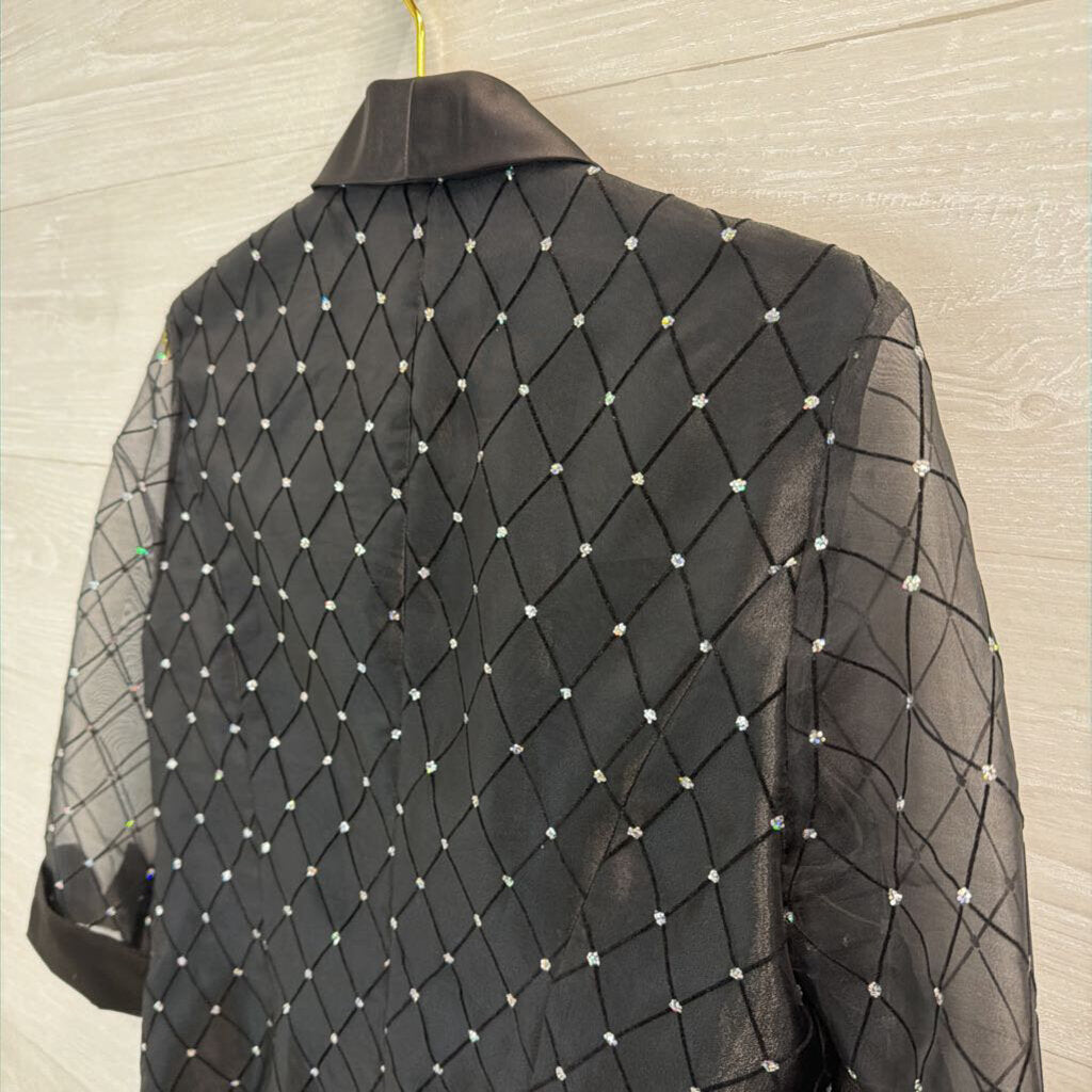 Vintage R&M Richards Black/ Silver Dot Print Blazer Jacket 8