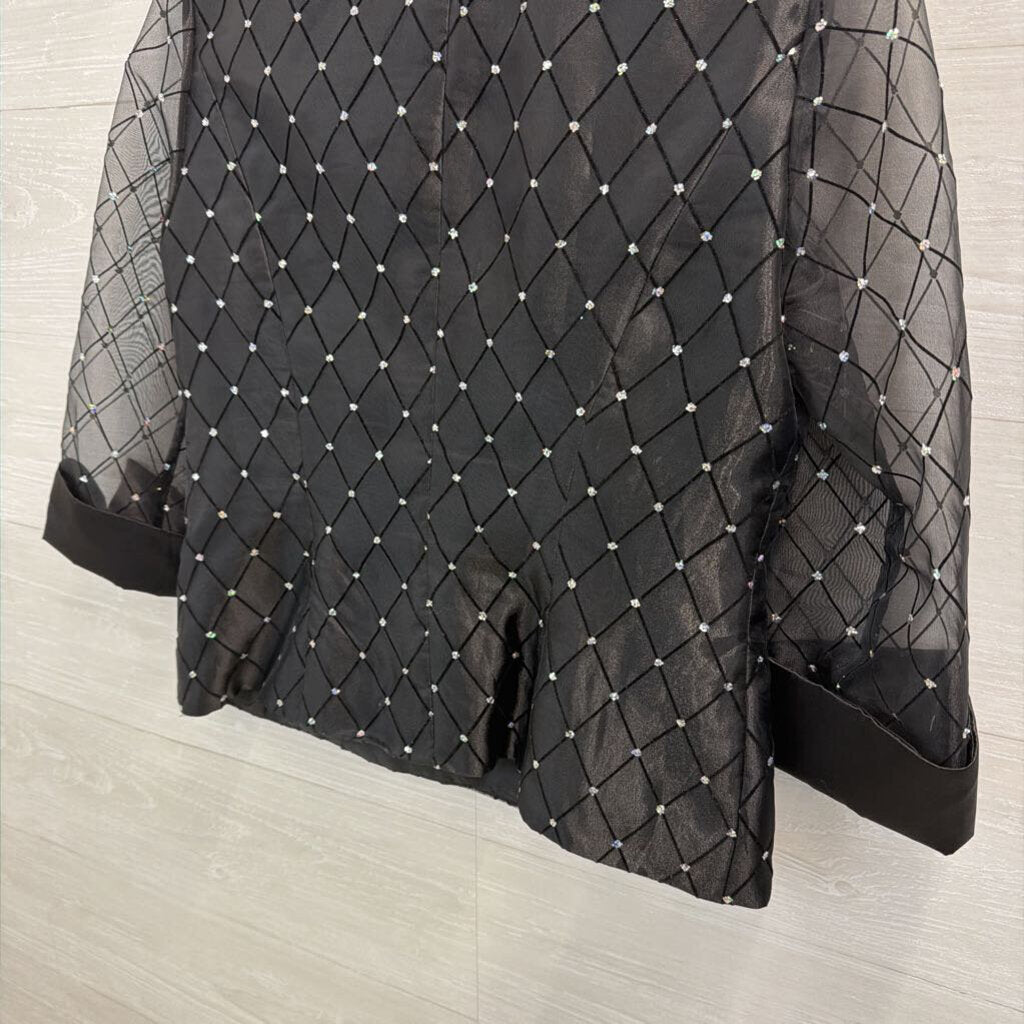 Vintage R&M Richards Black/ Silver Dot Print Blazer Jacket 8