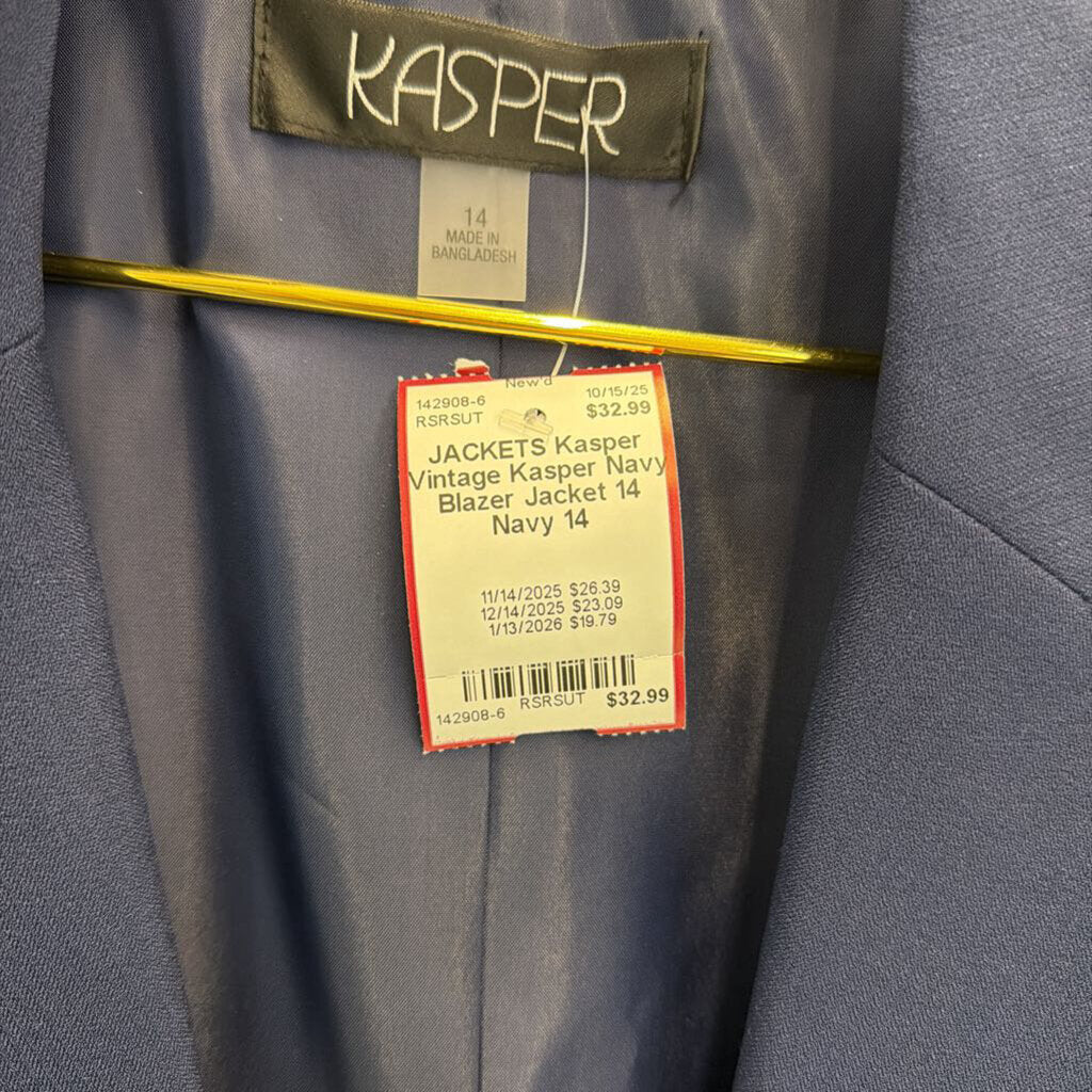 Vintage Kasper Navy Blazer Jacket 14