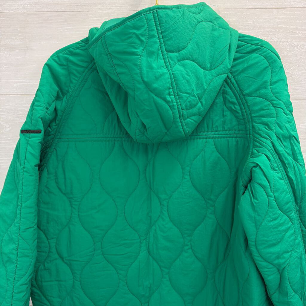 BCBG Bright Green Quilted Hooded Jacket Large