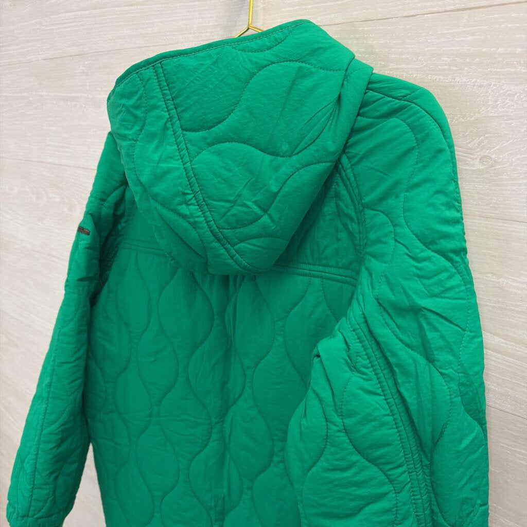 BCBG Bright Green Quilted Hooded Jacket Large