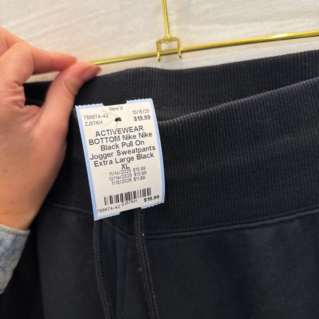 Nike Black Pull On Jogger Sweatpants Extra Large