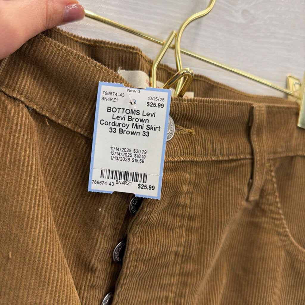 Levi Brown Corduroy Mini Skirt 33