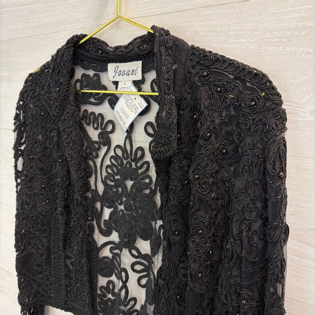 Vintage Jovani Black Beaded Jacket Top 14