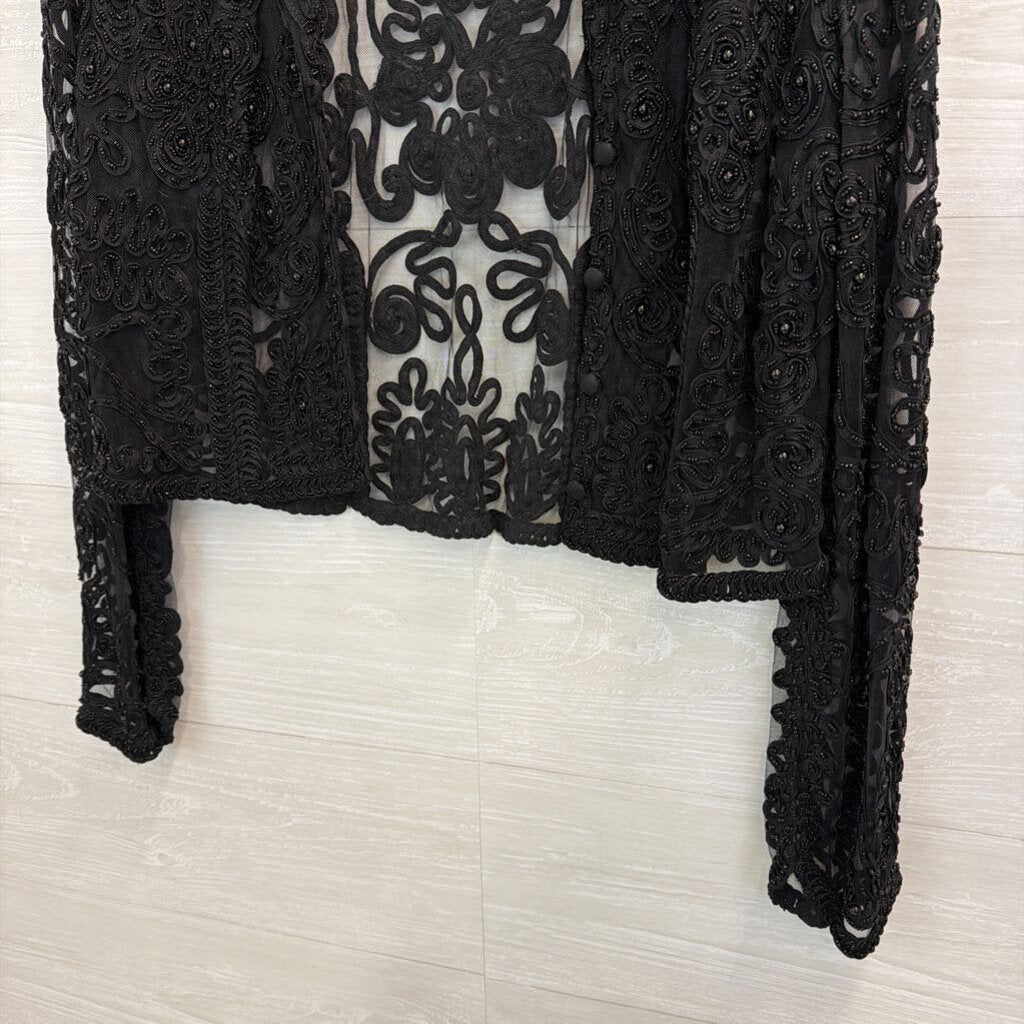 Vintage Jovani Black Beaded Jacket Top 14