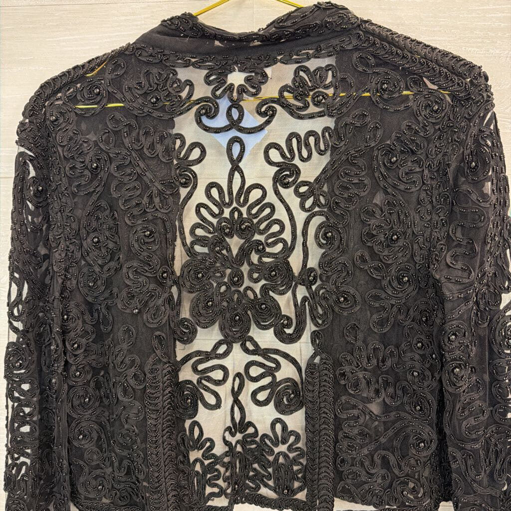 Vintage Jovani Black Beaded Jacket Top 14