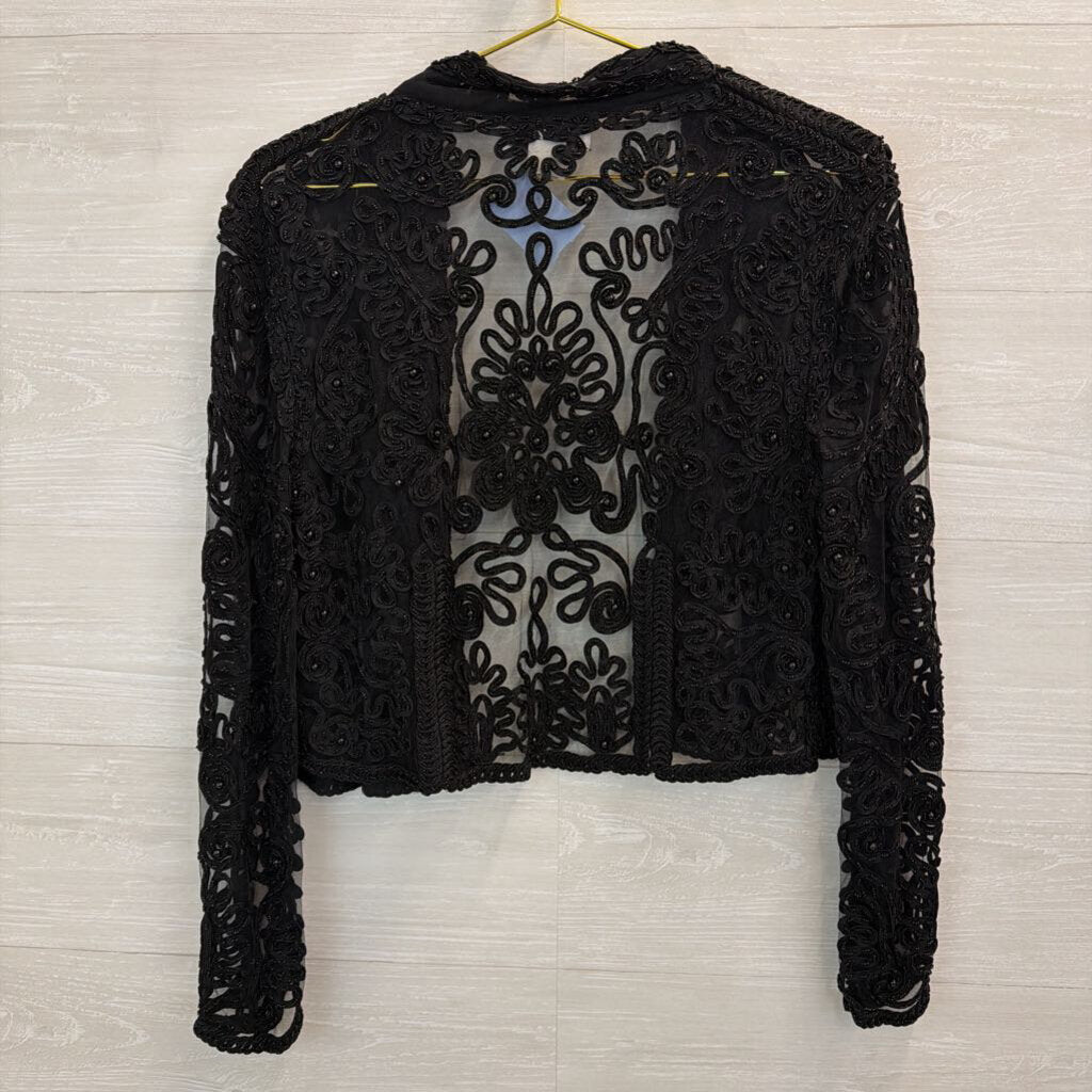 Vintage Jovani Black Beaded Jacket Top 14