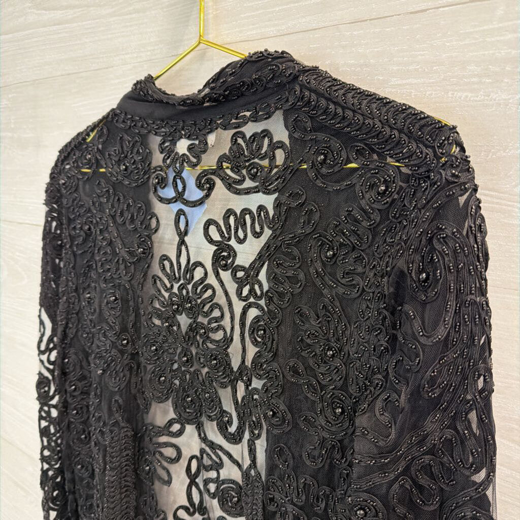 Vintage Jovani Black Beaded Jacket Top 14