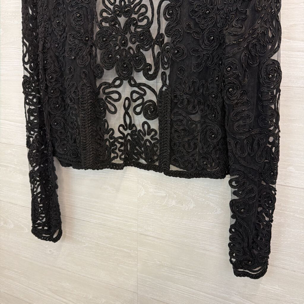 Vintage Jovani Black Beaded Jacket Top 14