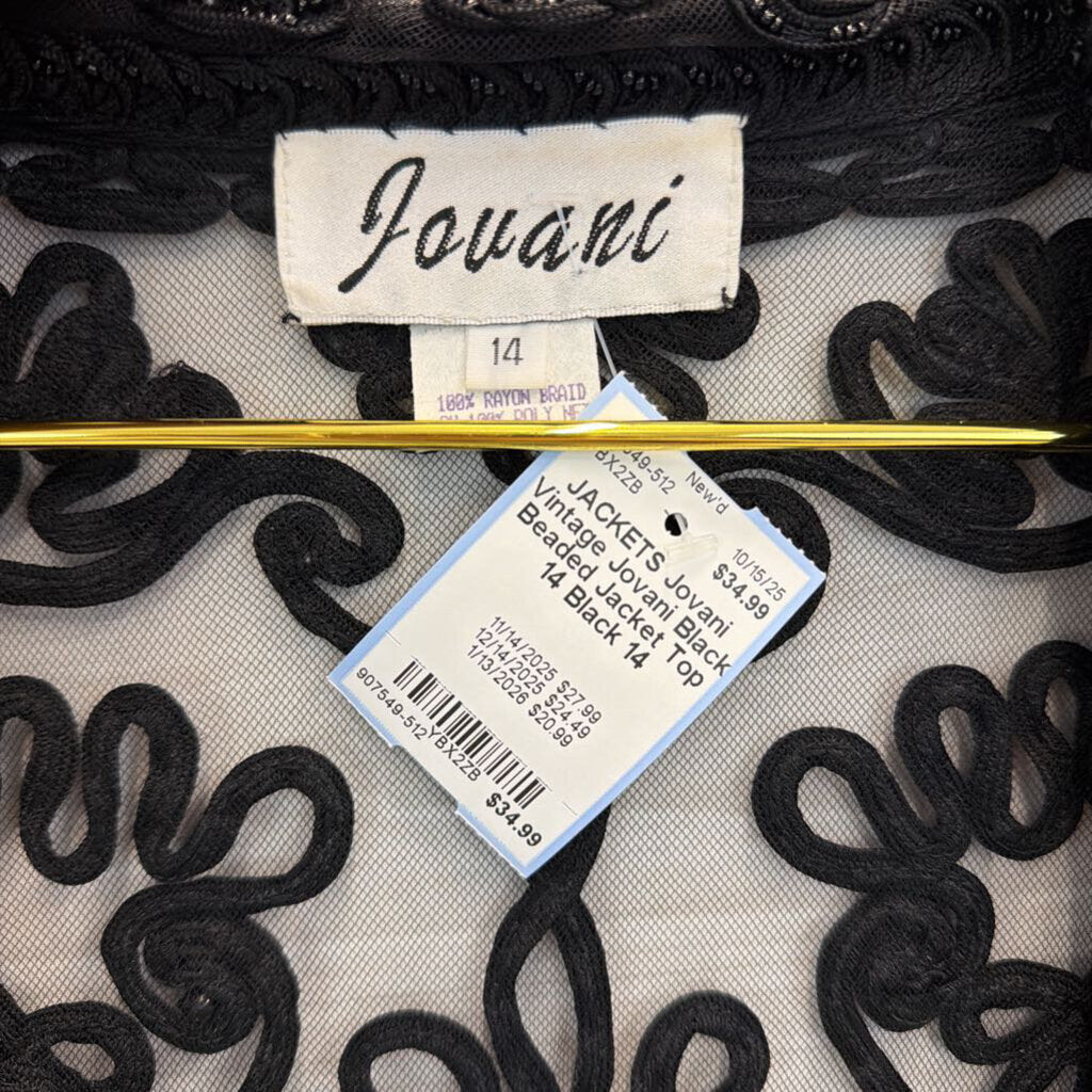 Vintage Jovani Black Beaded Jacket Top 14