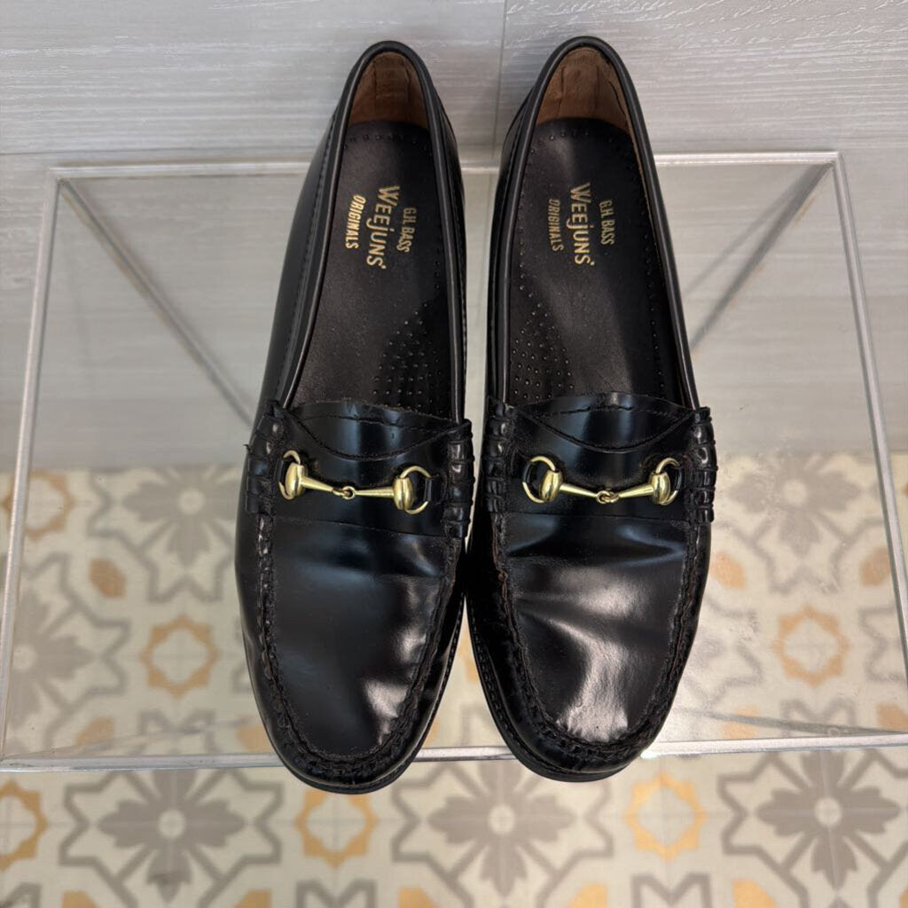GH Bass Weejuns Originals Black Leather Lianna Bit Easy Loafers 7