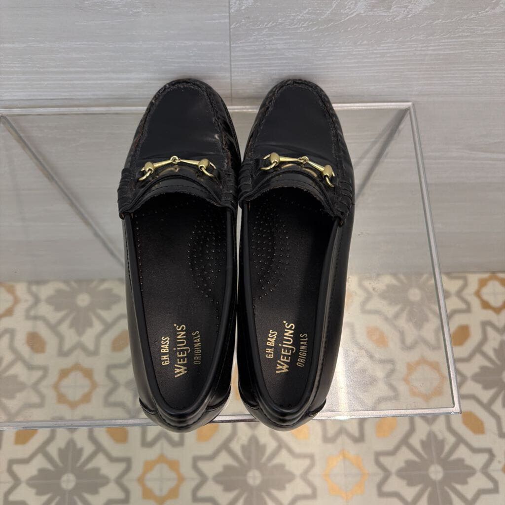 GH Bass Weejuns Originals Black Leather Lianna Bit Easy Loafers 7