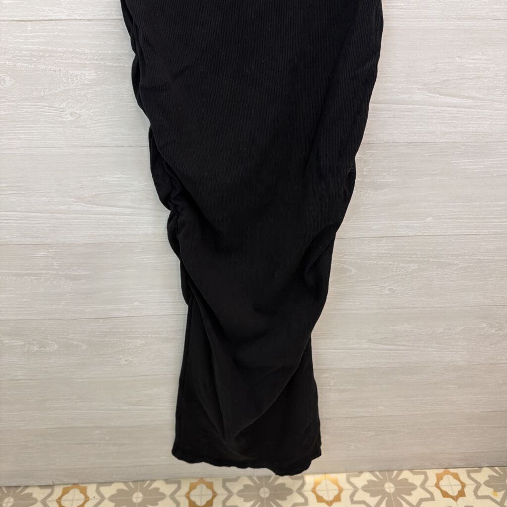 Fashion Nova Black Ribbed Fitted Maxi Dress 1X