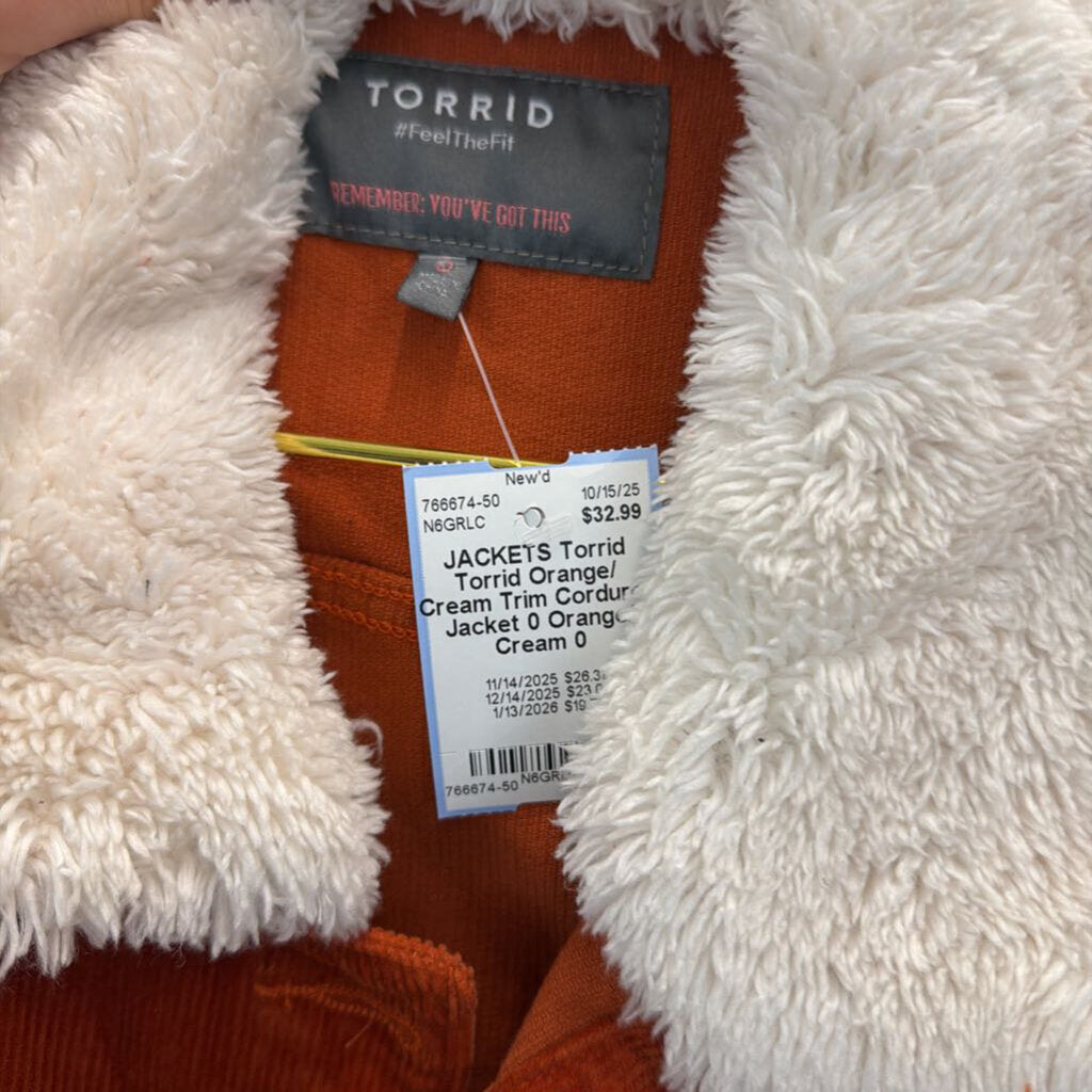 Torrid Orange/ Cream Trim Corduroy Jacket 0