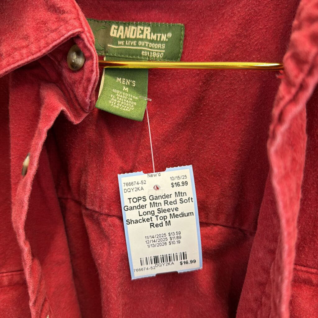 Gander Mtn Red Soft Long Sleeve Shacket Top Medium