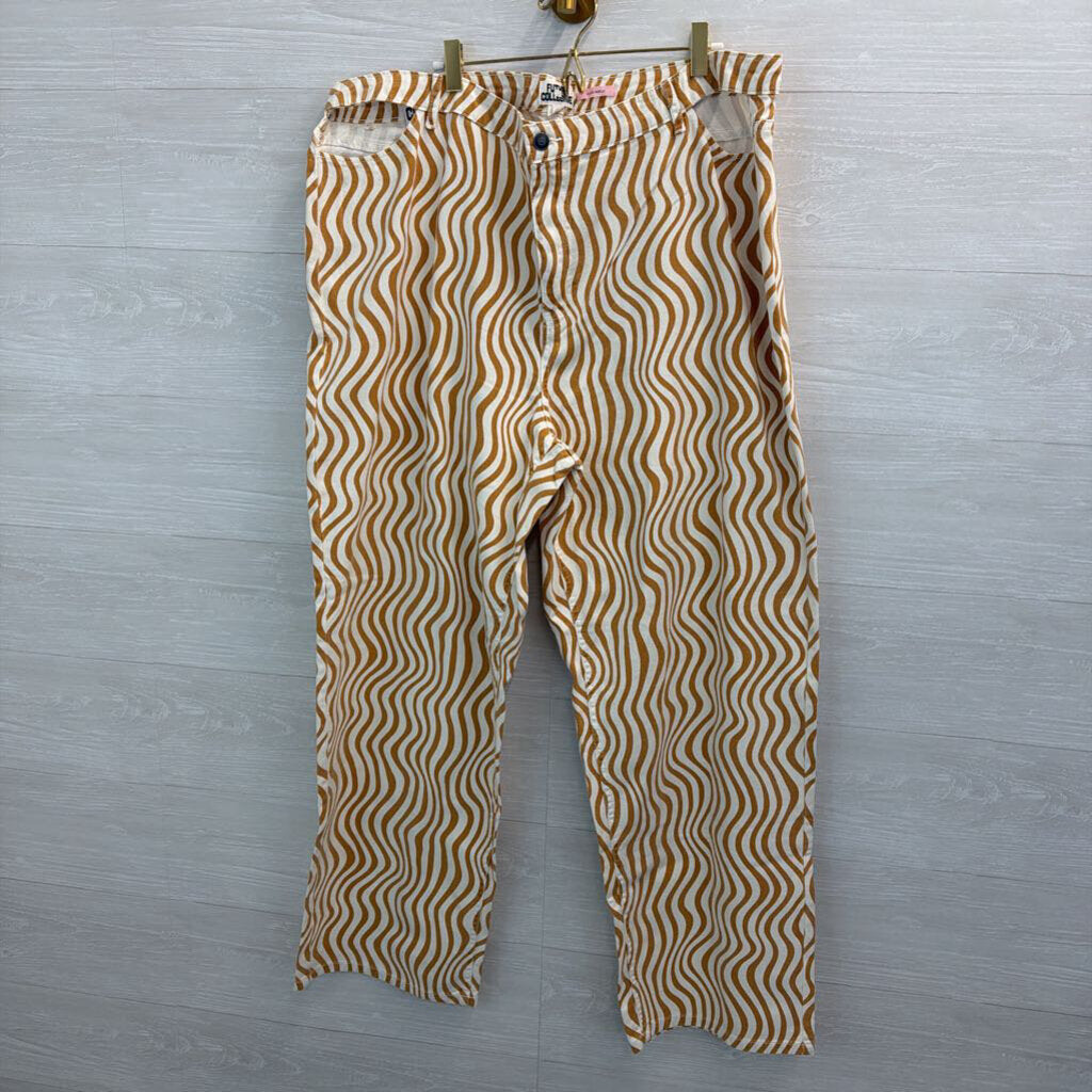 Future Collective White/ Brown Print Wide Leg Pants 18