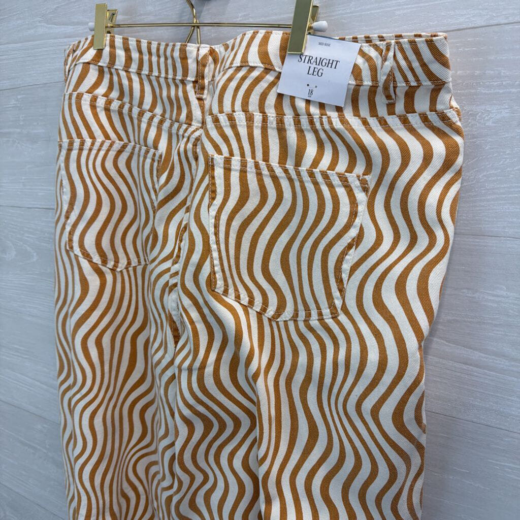 Future Collective White/ Brown Print Wide Leg Pants 18