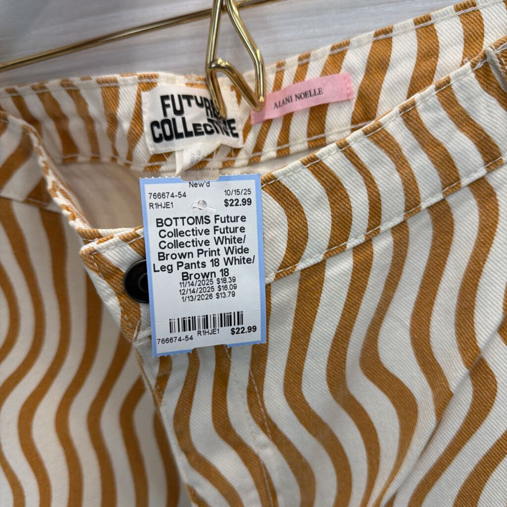 Future Collective White/ Brown Print Wide Leg Pants 18