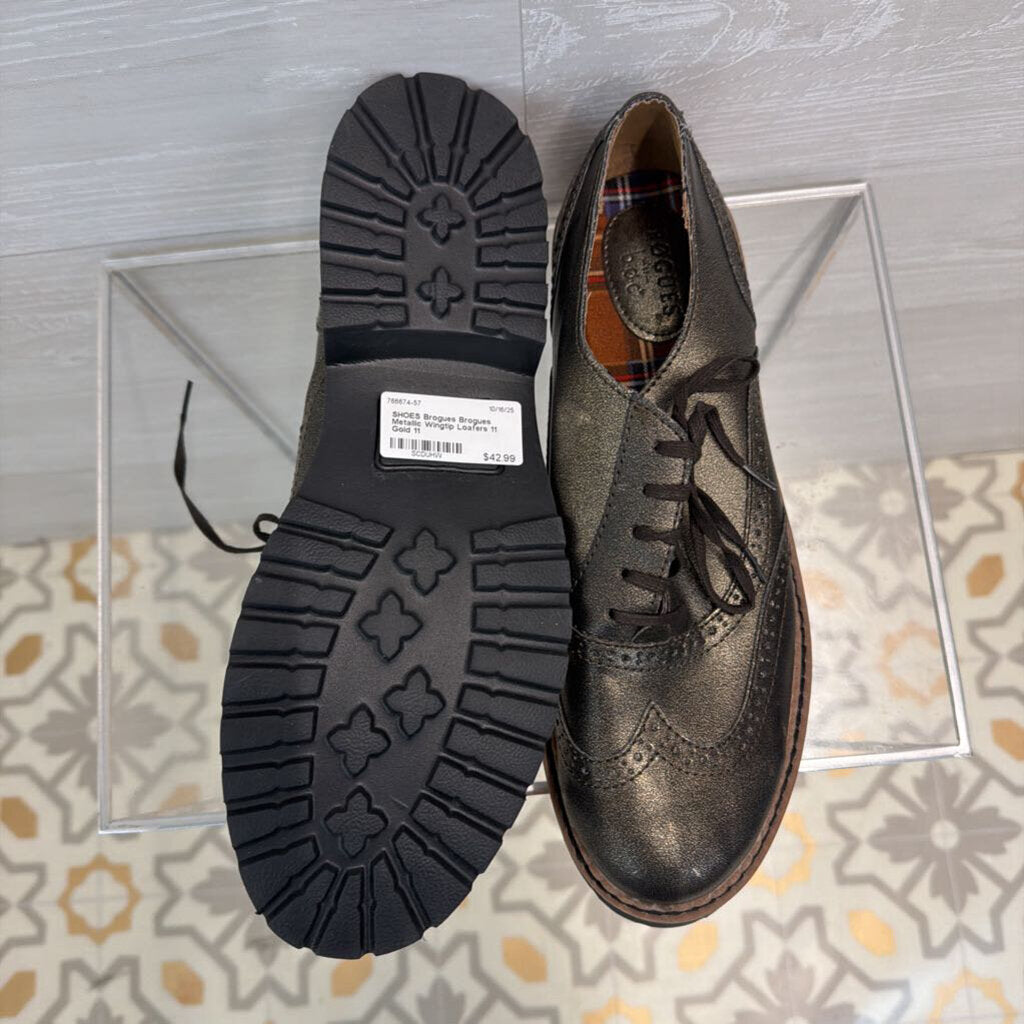Brogues Metallic Wingtip Loafers 11