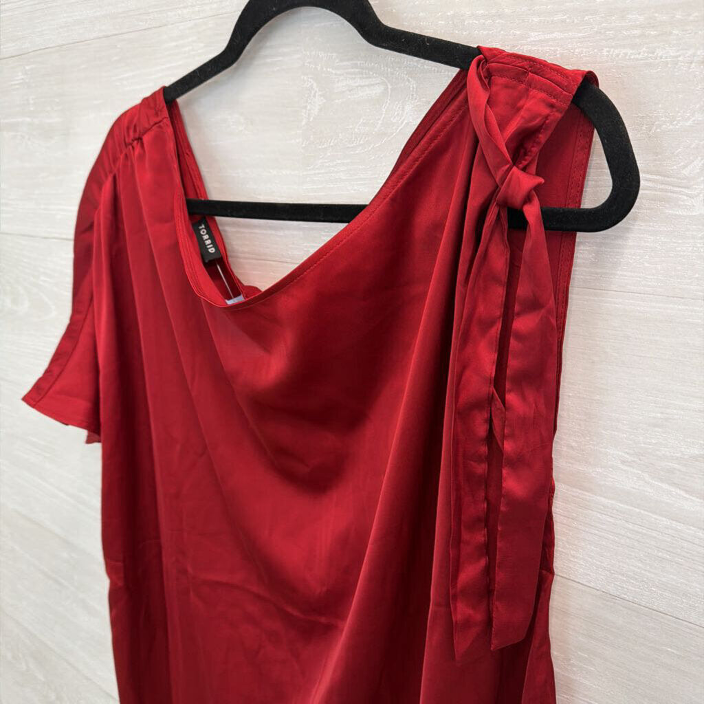 Torrid Red Silky Short Sleeve/ Tie Strap Top 00