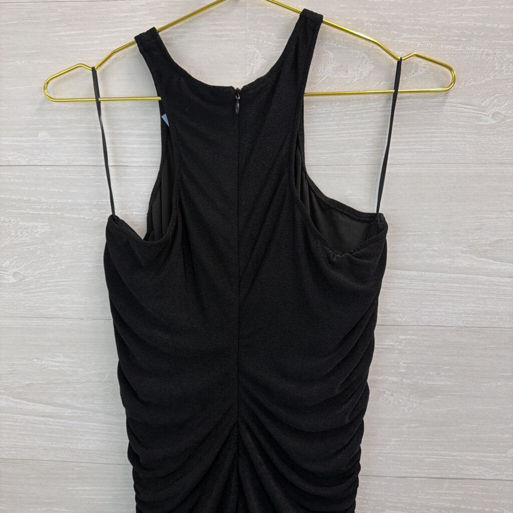Fashion Nova Black Fitted Ruched Maxi Dress Extra Large