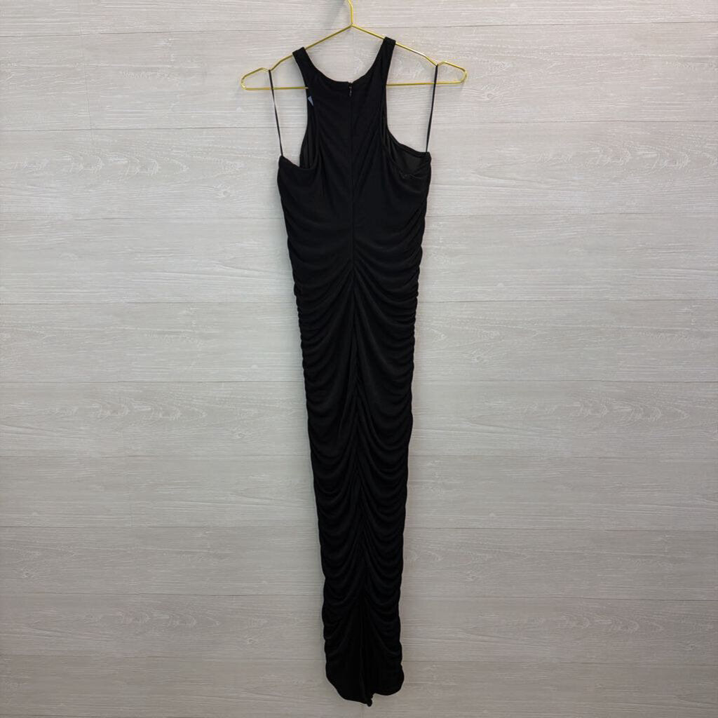Fashion Nova Black Fitted Ruched Maxi Dress Extra Large