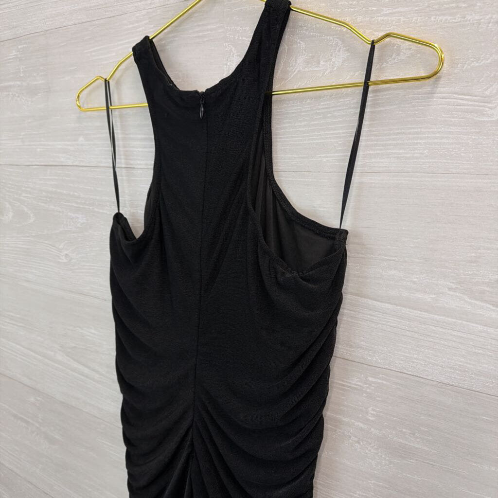 Fashion Nova Black Fitted Ruched Maxi Dress Extra Large
