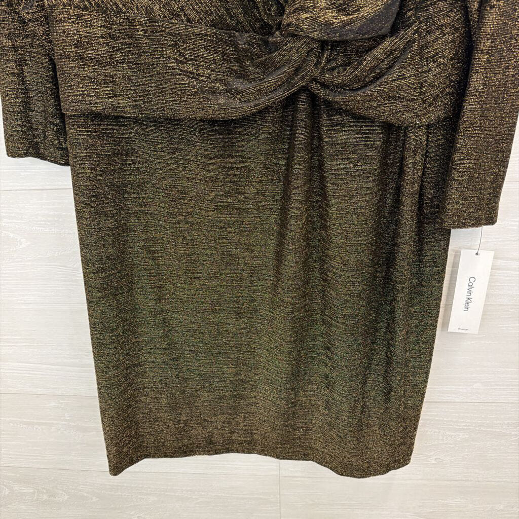 Calvin Klein Black/ Gold Shimmer Long Sleeve Dress 16W