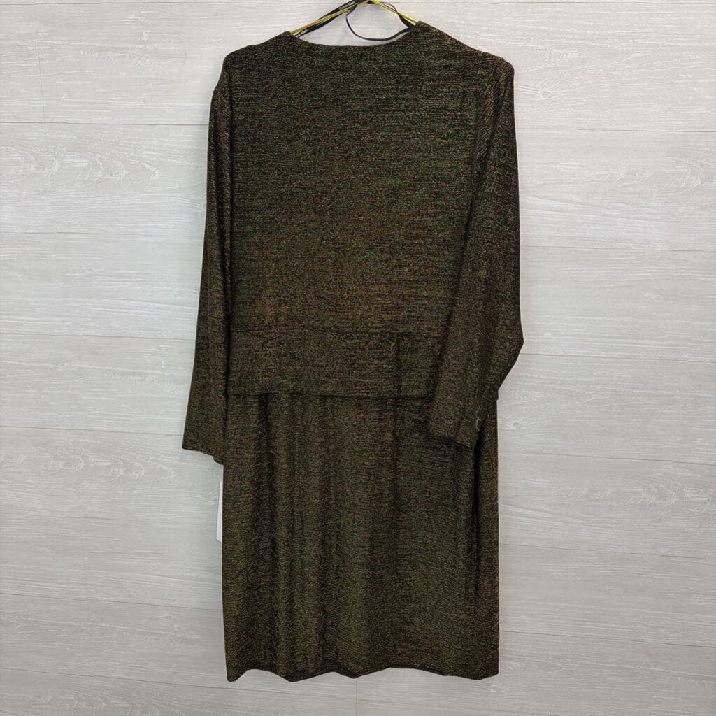 Calvin Klein Black/ Gold Shimmer Long Sleeve Dress 16W