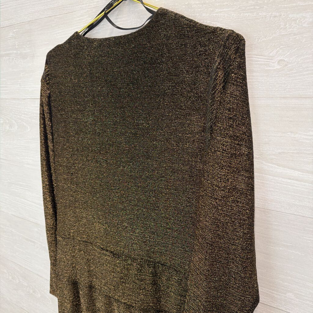 Calvin Klein Black/ Gold Shimmer Long Sleeve Dress 16W