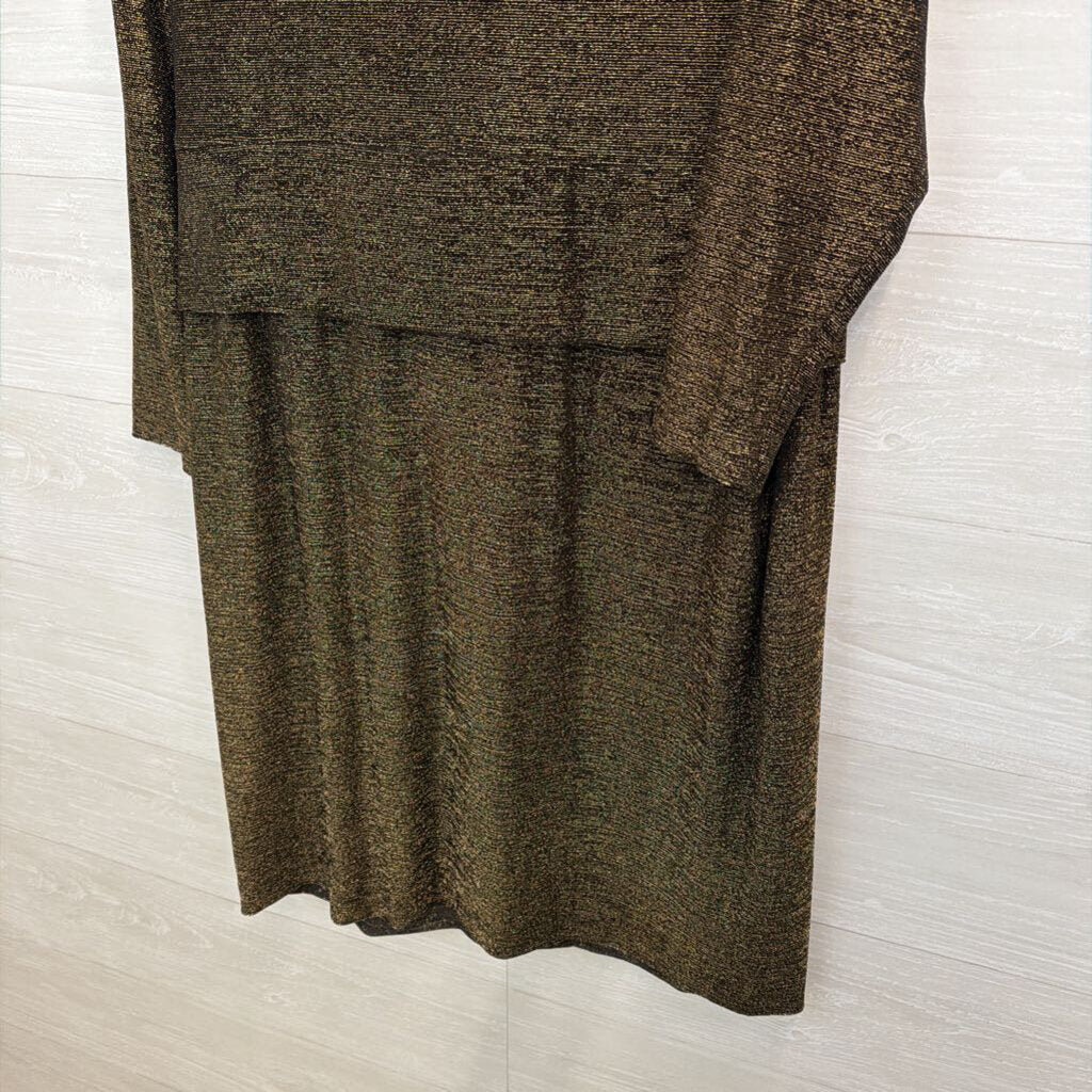 Calvin Klein Black/ Gold Shimmer Long Sleeve Dress 16W