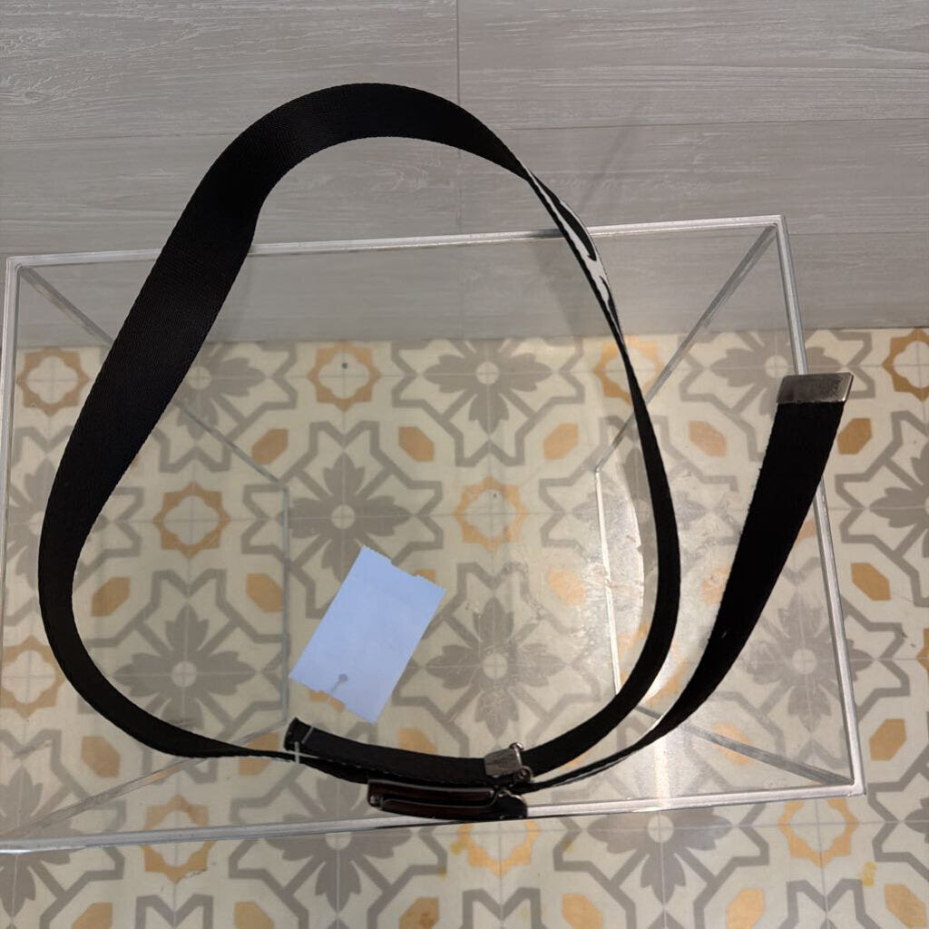 Buckle Down Black/ White Mustache Print Seatbelt Belt Large