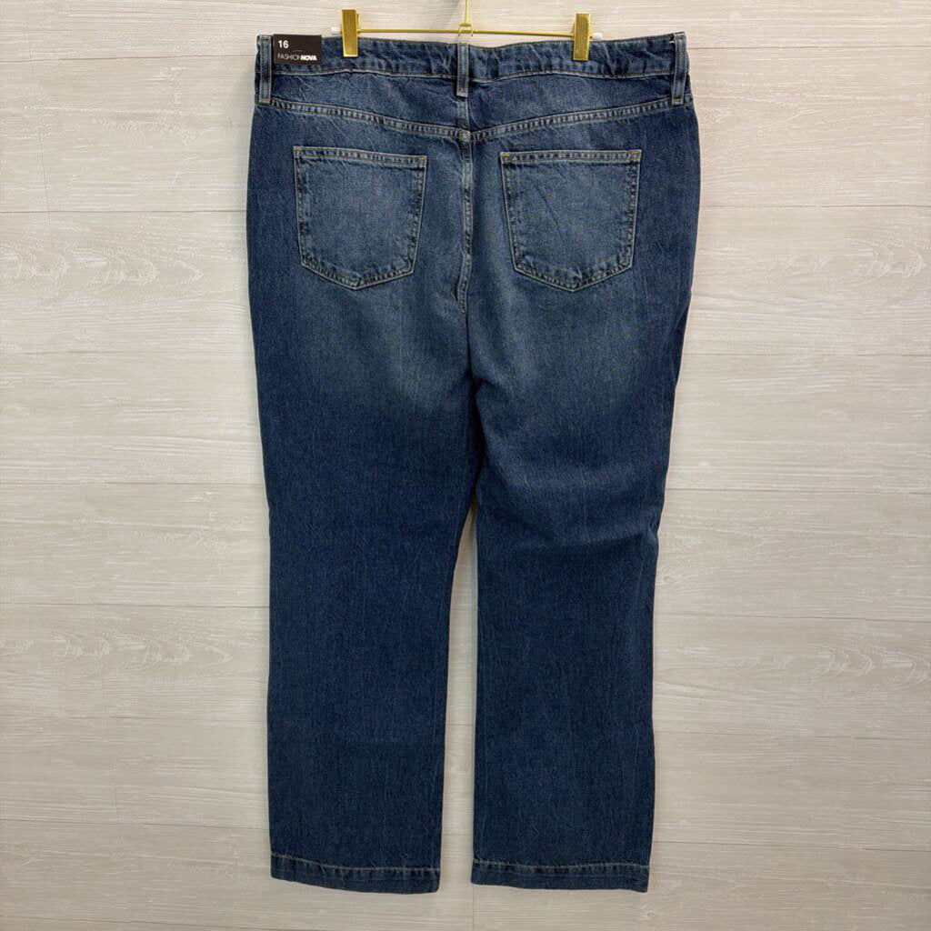 Fashion Nova Dark Wash Straight Leg Jeans 16