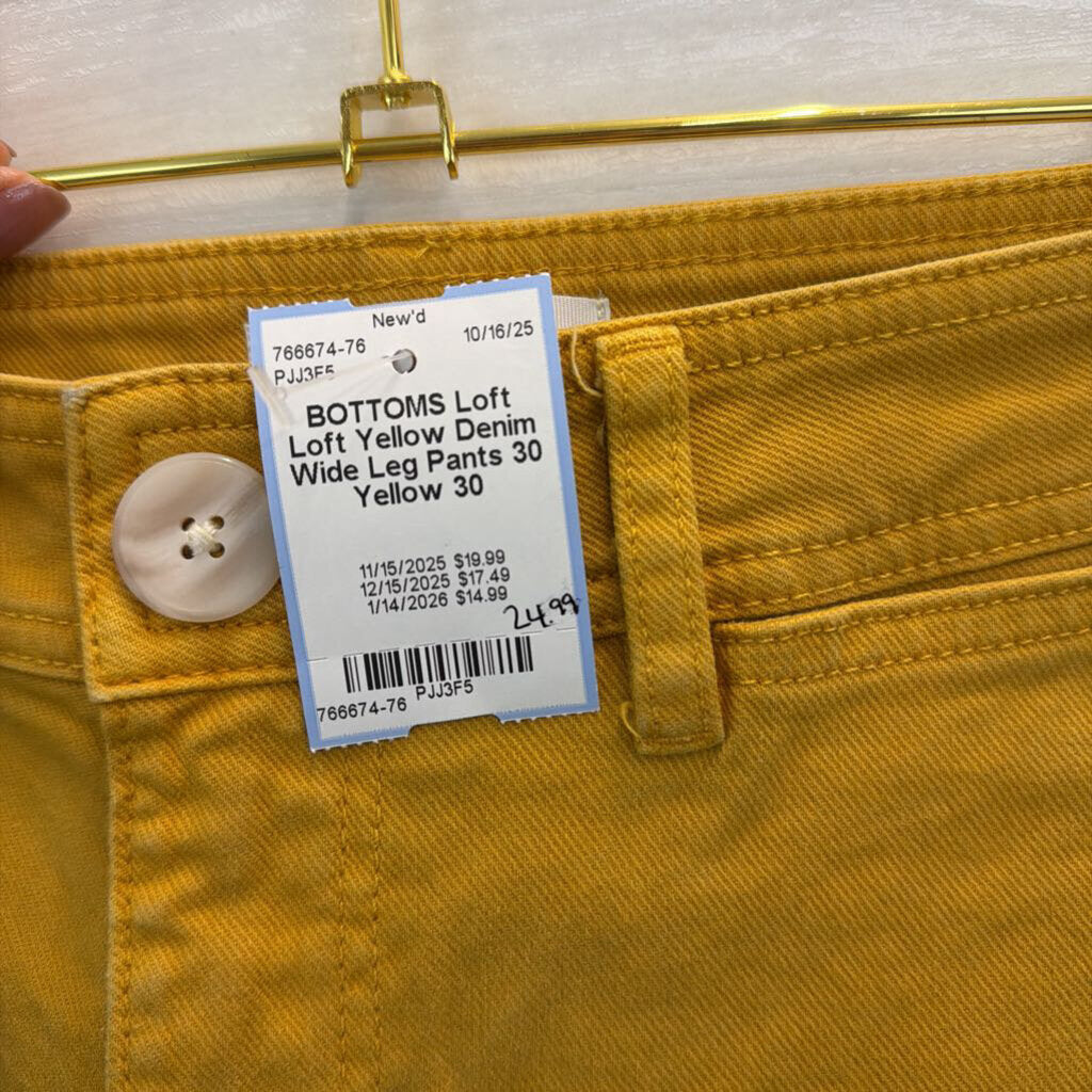 Loft Yellow Denim Wide Leg Pants 30